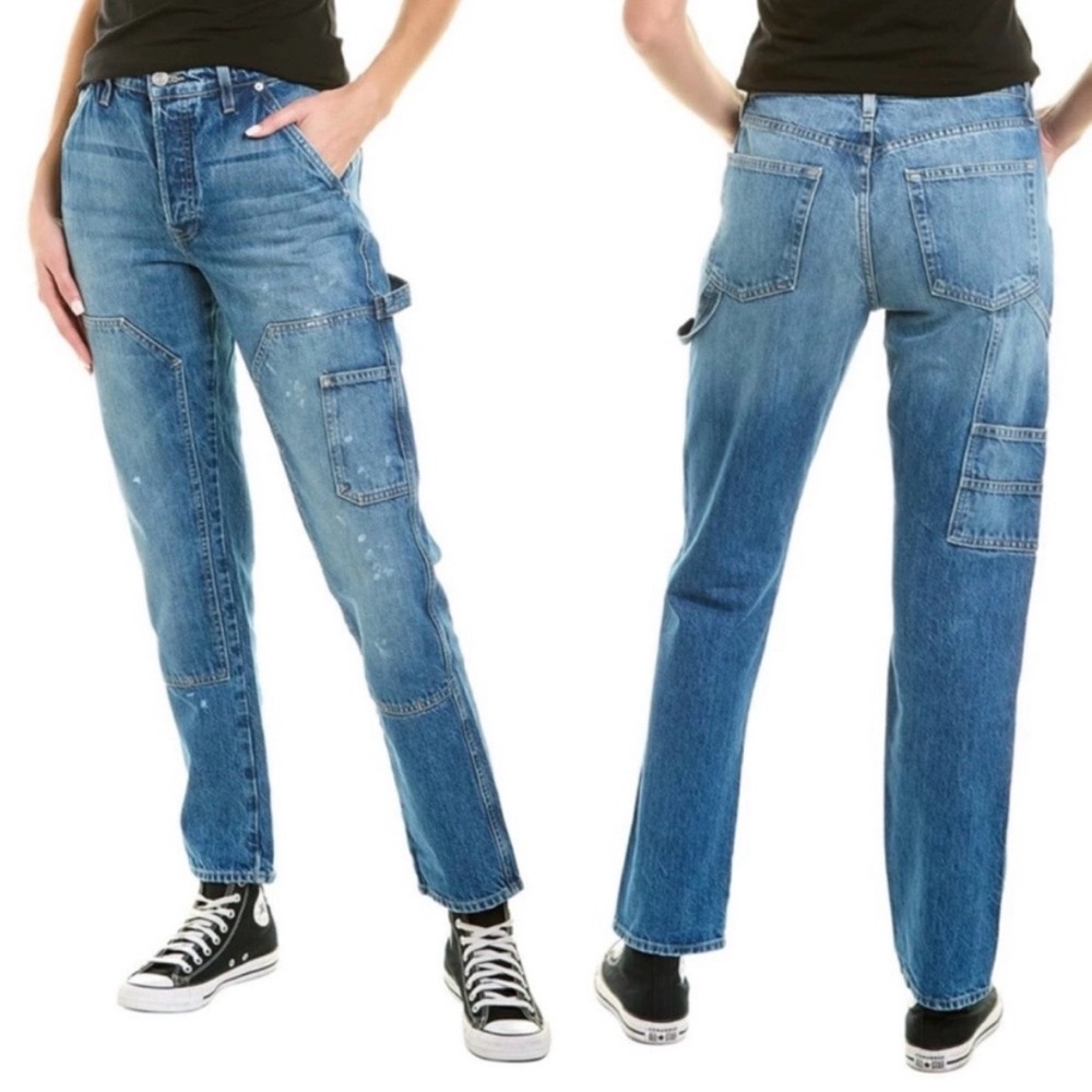 Frame Denim Le Pixie Slouch Waterfalls Women's Blue Paint Splatter Jeans Size 24